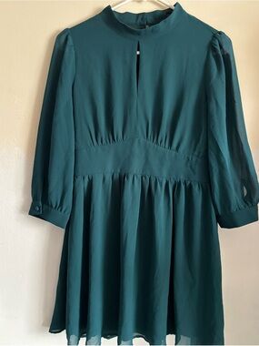 Forever 21 Teal Long-Sleeve  & Flare Dress